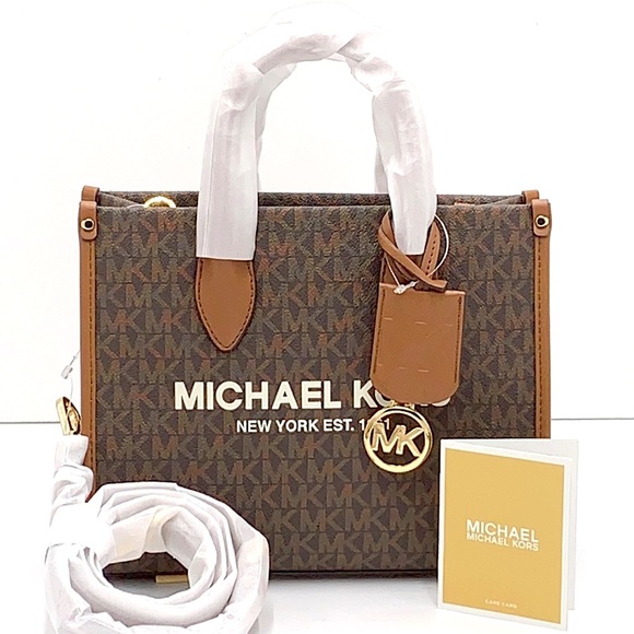 Michael Kors Mirella Small Logo Crossbody Bag Brown Signature color - Picture 3 of 13